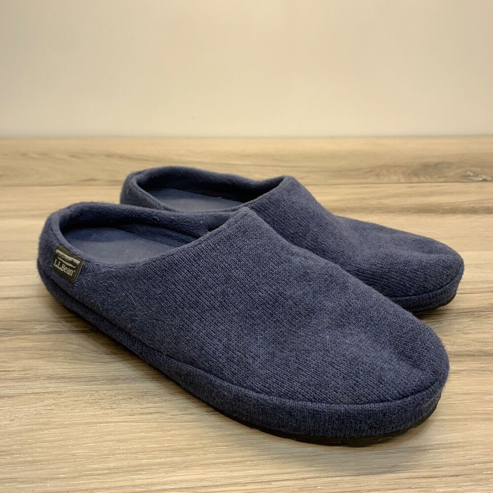 LL Bean Women’s Slippers Sweater Fleece Scuff Blue Clog Slip On Size 9M